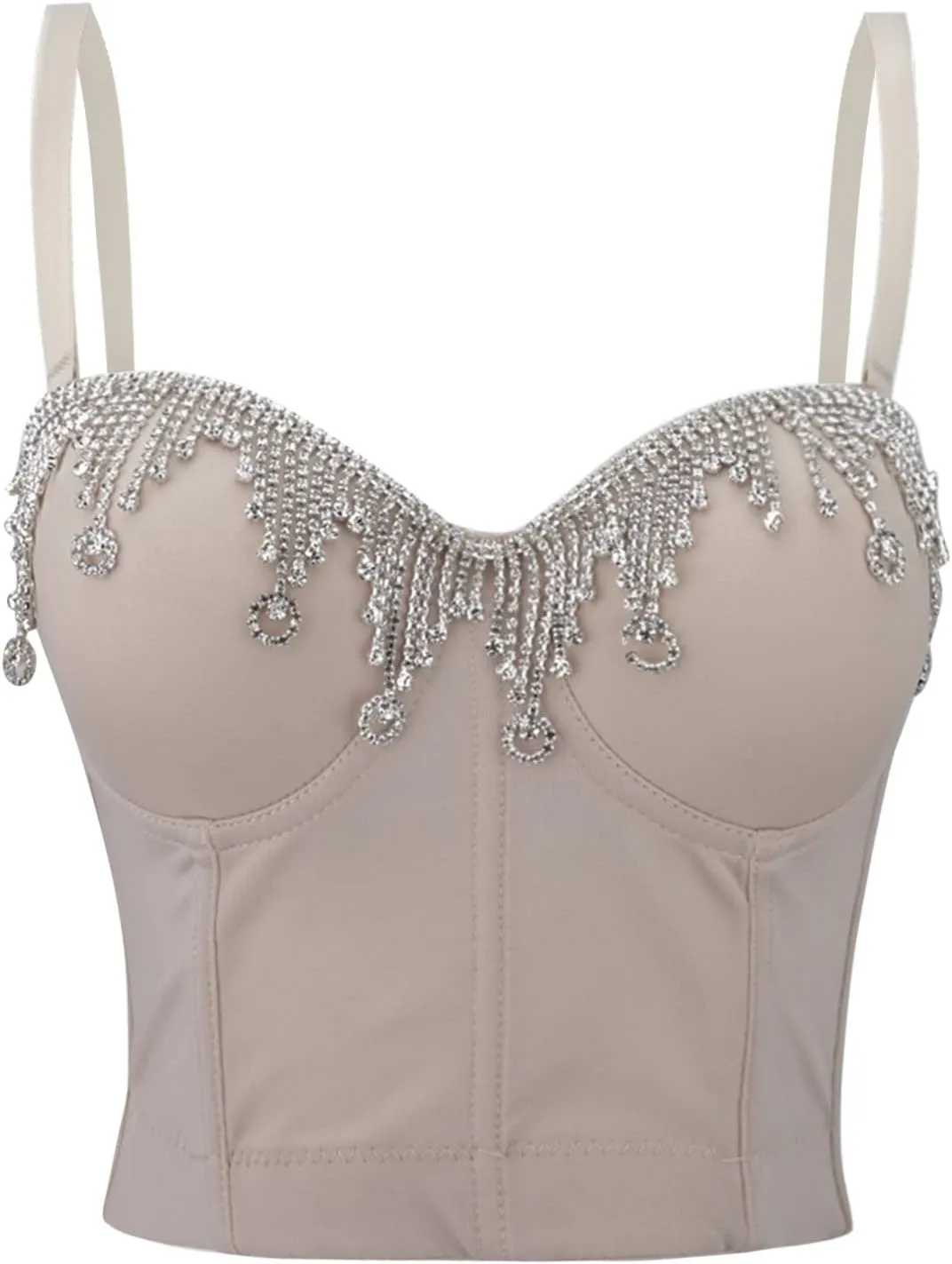 Women's Party Shiny Tank Tops Basic Rhinestone Sparkly Club Crop Sleeveless Y2K Shirts Camisole Spaghetti Straps 2025