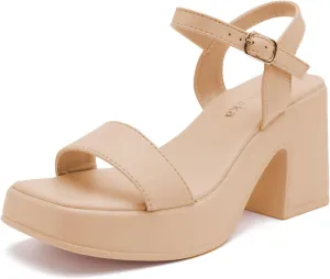 Women's Platform Heeled Sandals Comfortable Block Chunky Open Toe Ankle Strap Heels Fashion Wedding Party Evening Prom Dance Dress Shoes