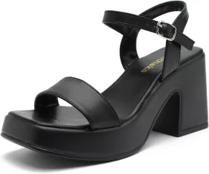 Women's Platform Heeled Sandals Comfortable Block Chunky Open Toe Ankle Strap Heels Fashion Wedding Party Evening Prom Dance Dress Shoes