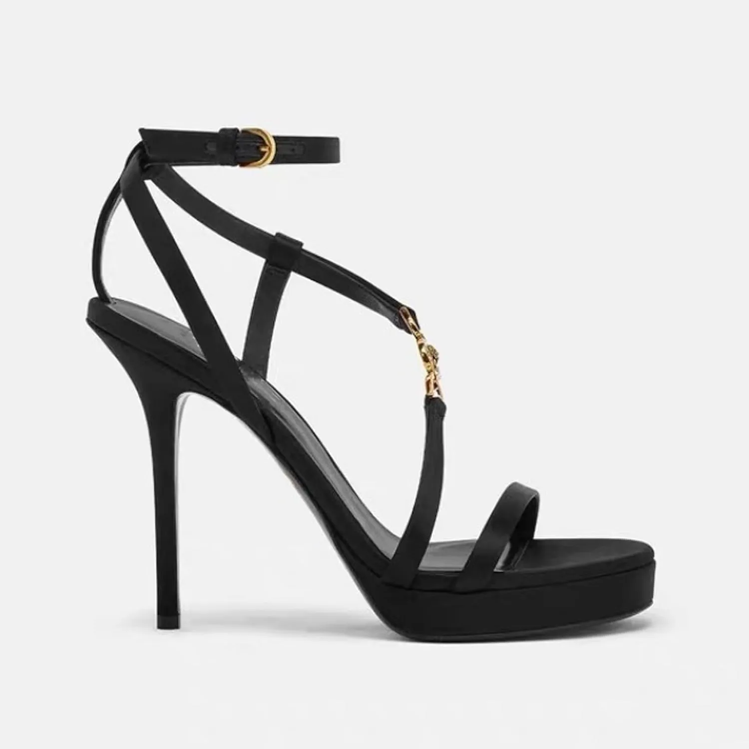 Women's Round Open Toe Platform Clear High Heel Sandals Open-Toe Stilettos with Waterproof and Metal Buckles Slip On Pumps Dress Ankle Strap Office Clubbing Work
