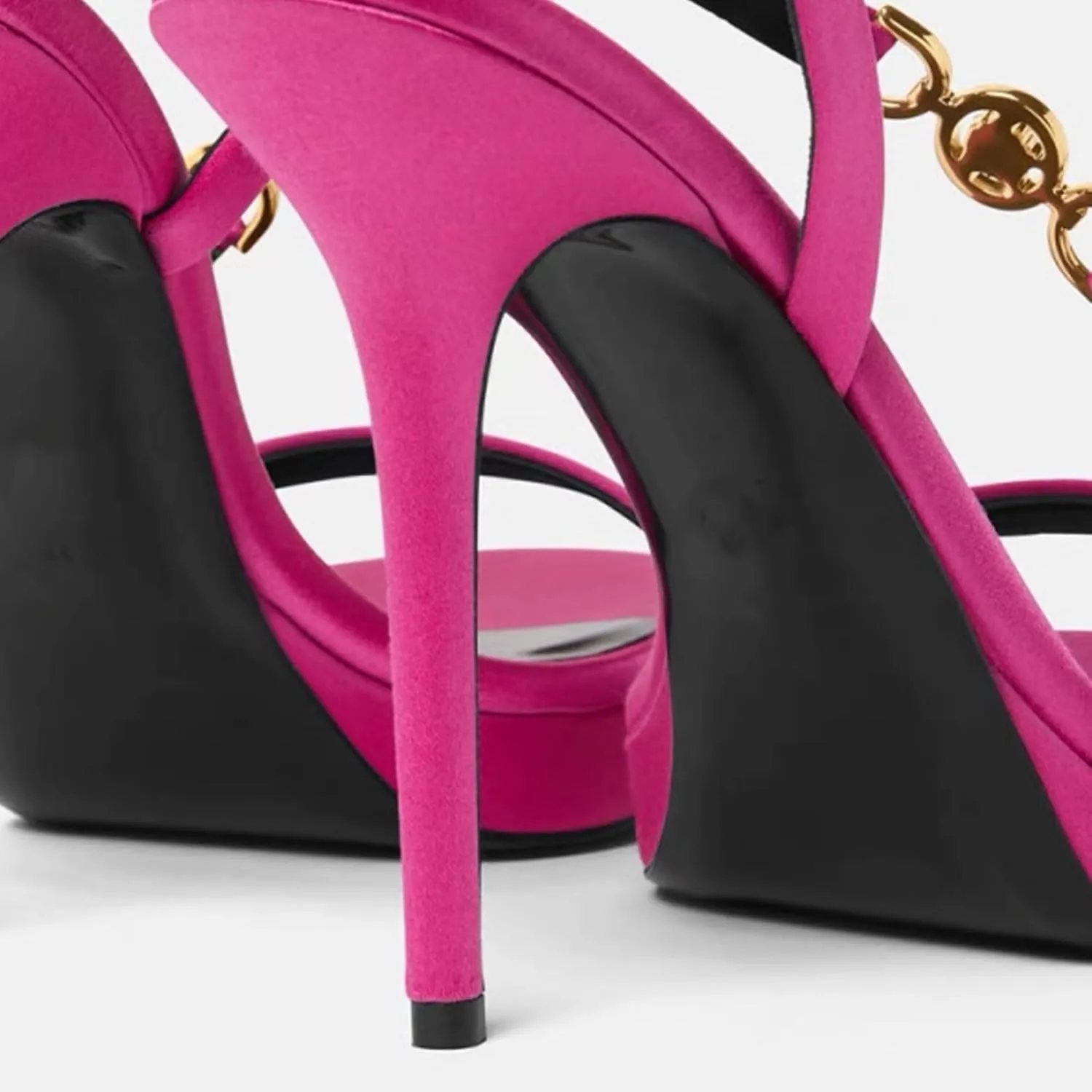 Women's Round Open Toe Platform Clear High Heel Sandals Open-Toe Stilettos with Waterproof and Metal Buckles Slip On Pumps Dress Ankle Strap Office Clubbing Work