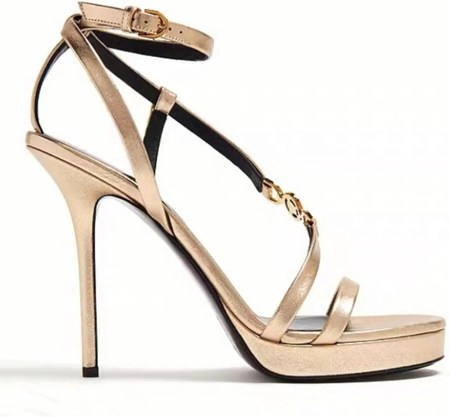 Women's Round Open Toe Platform Clear High Heel Sandals Open-Toe Stilettos with Waterproof and Metal Buckles Slip On Pumps Dress Ankle Strap Office Clubbing Work
