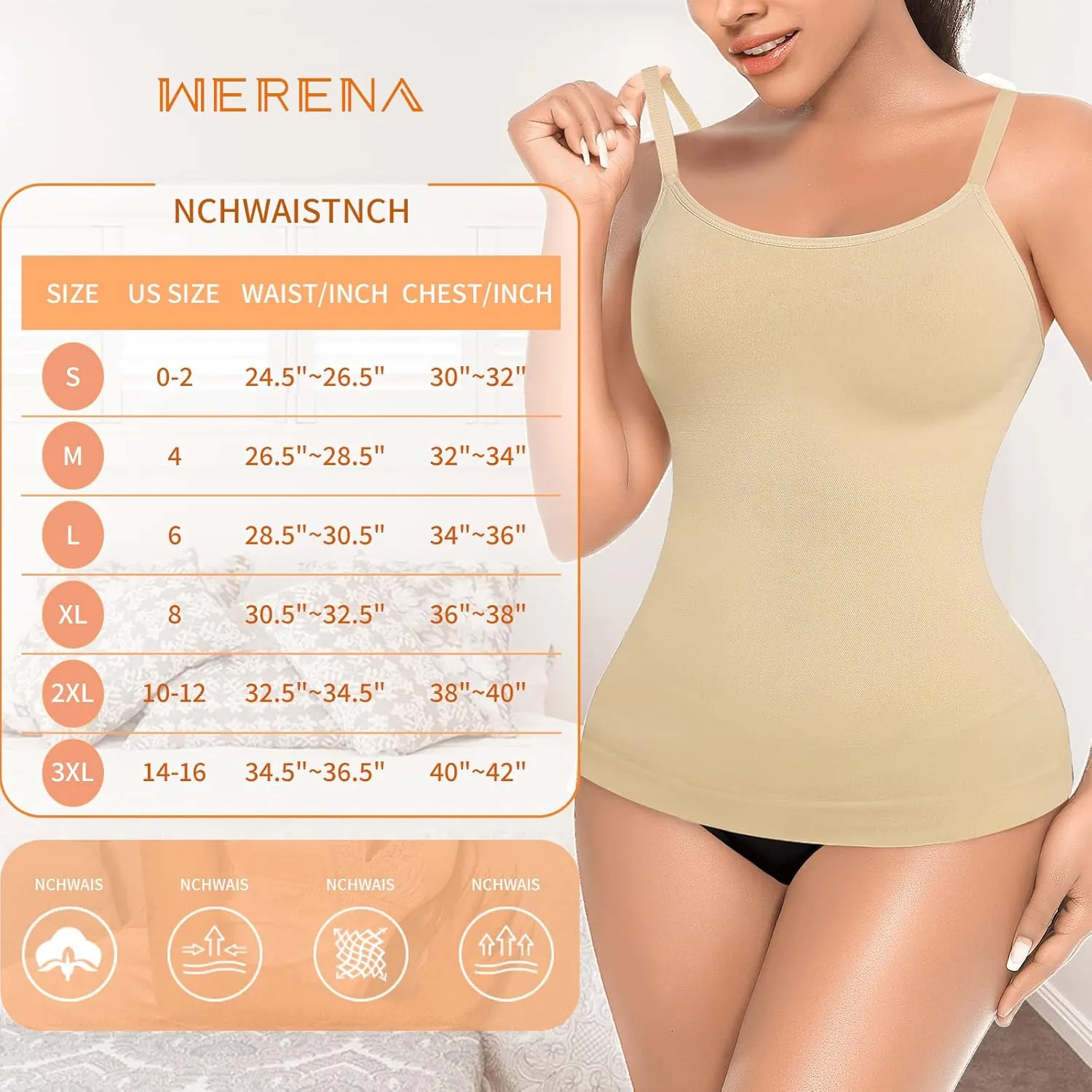 Womens Shapewear Tank Tops with Built in Bra Tummy Control Cami Shaper Compression Shaping Tops