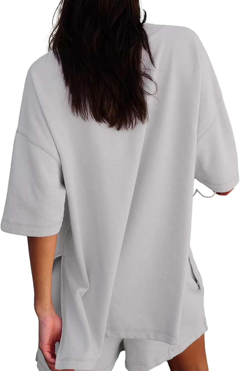 Womens Shorts Sets 2 Piece Outfits Summer 2025 Half Sleeve Crew Neck Cotton Lounge Sets Matching Clothing