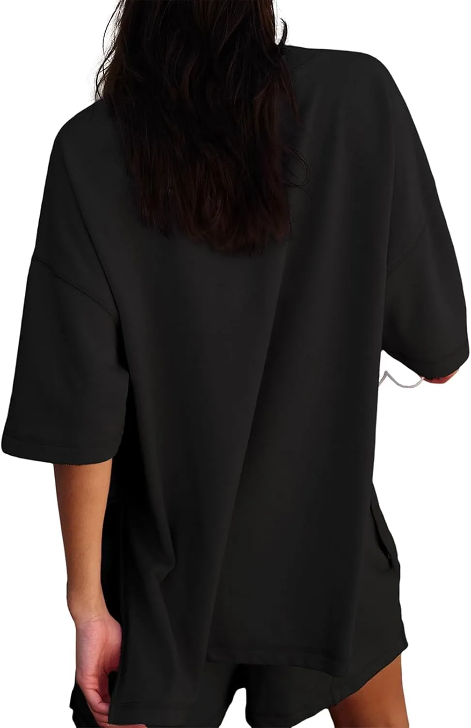 Womens Shorts Sets 2 Piece Outfits Summer 2025 Half Sleeve Crew Neck Cotton Lounge Sets Matching Clothing