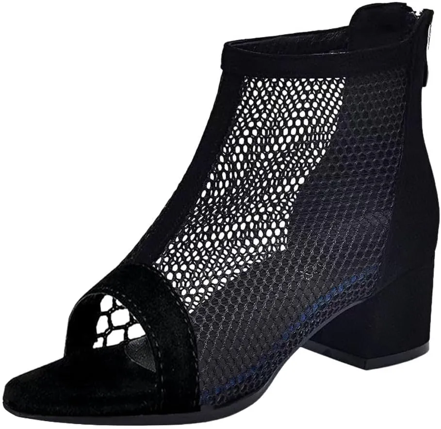 Women's Square Heel Sandals Classic Gladiator Arch Support Mesh Peep Toe Breathable Waterproof Adjustable Buckle Band Shoes Dress Slip-On Shoes Summer Beach Walking Vacation Wedding Party Shoe