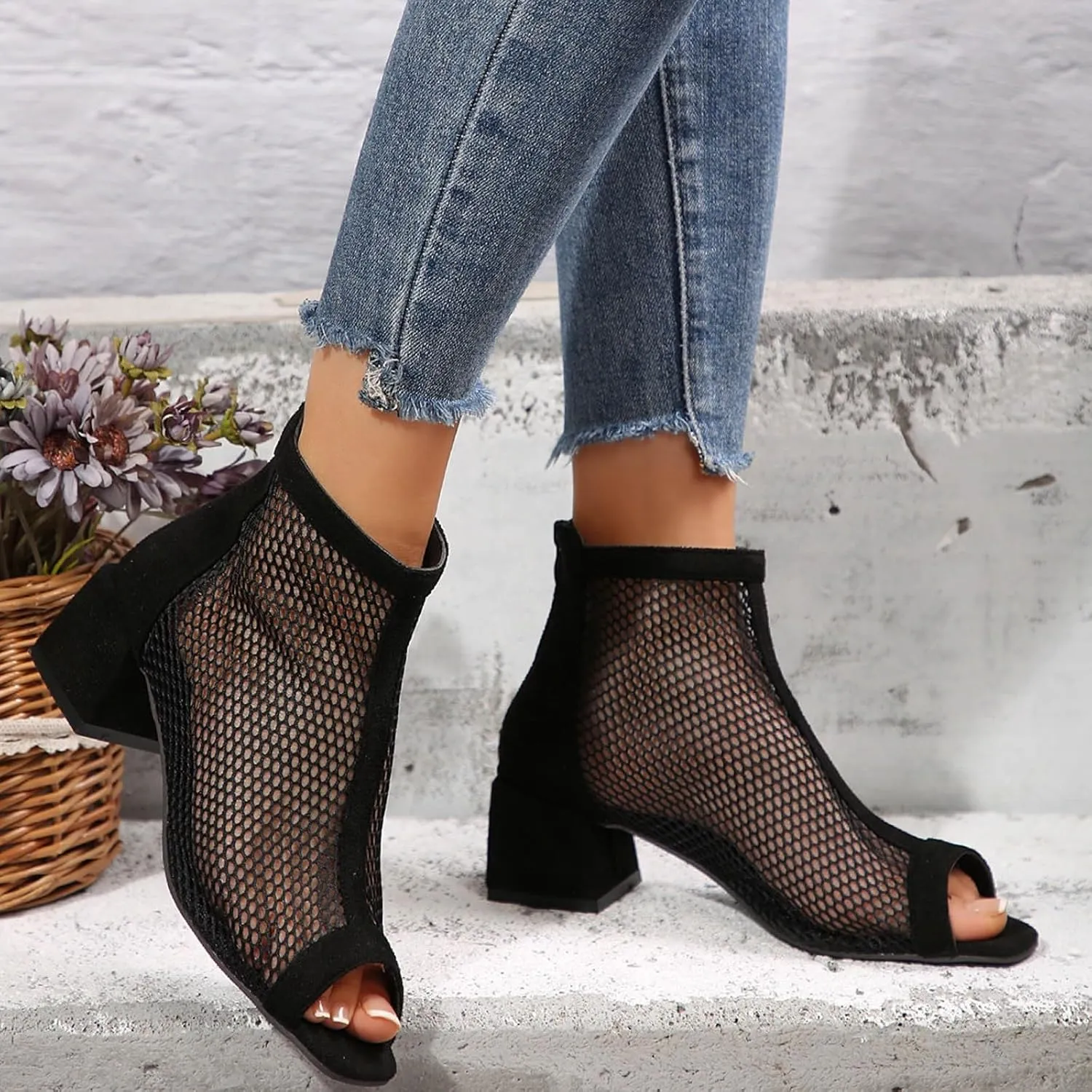 Women's Square Heel Sandals Classic Gladiator Arch Support Mesh Peep Toe Breathable Waterproof Adjustable Buckle Band Shoes Dress Slip-On Shoes Summer Beach Walking Vacation Wedding Party Shoe