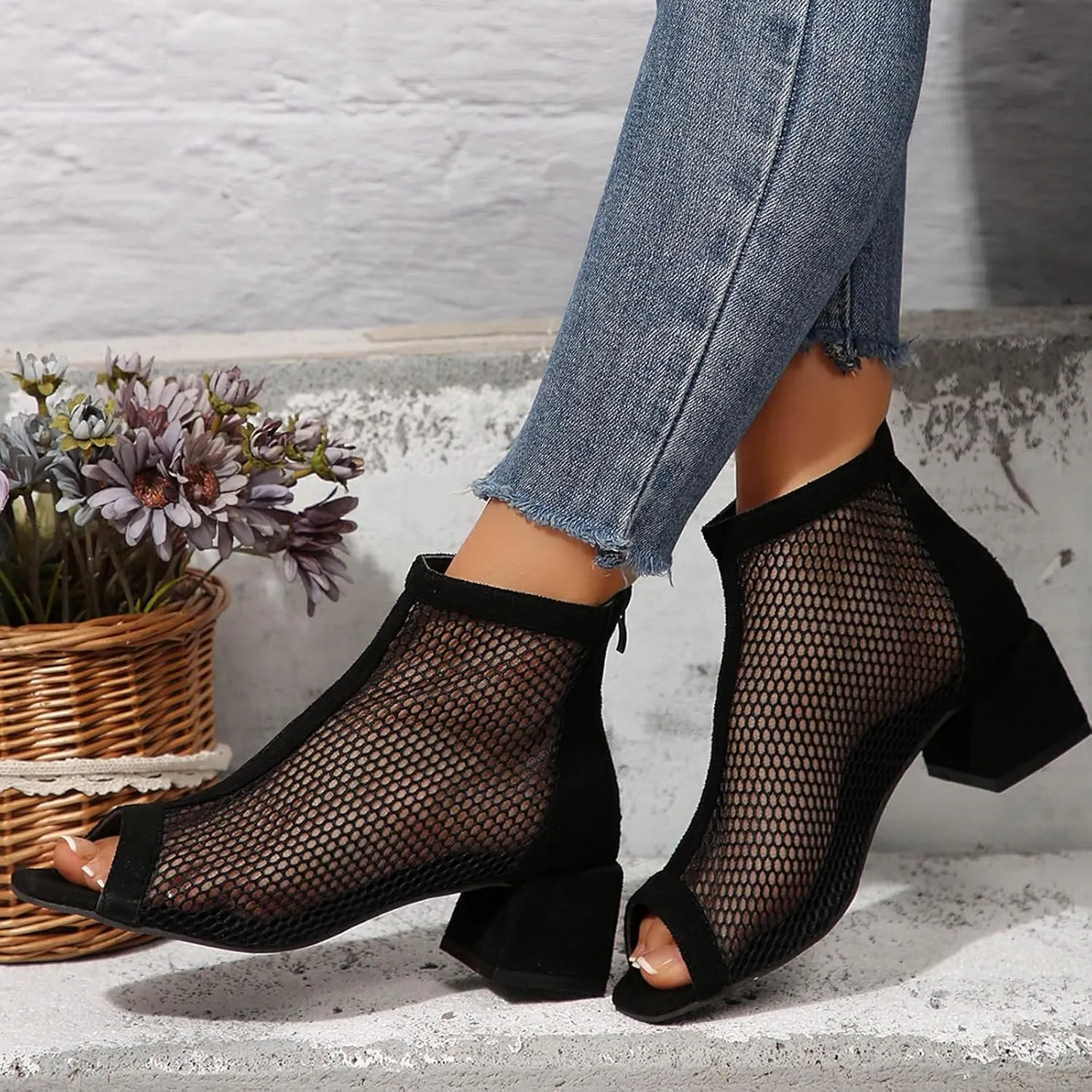 Women's Square Heel Sandals Classic Gladiator Arch Support Mesh Peep Toe Breathable Waterproof Adjustable Buckle Band Shoes Dress Slip-On Shoes Summer Beach Walking Vacation Wedding Party Shoe