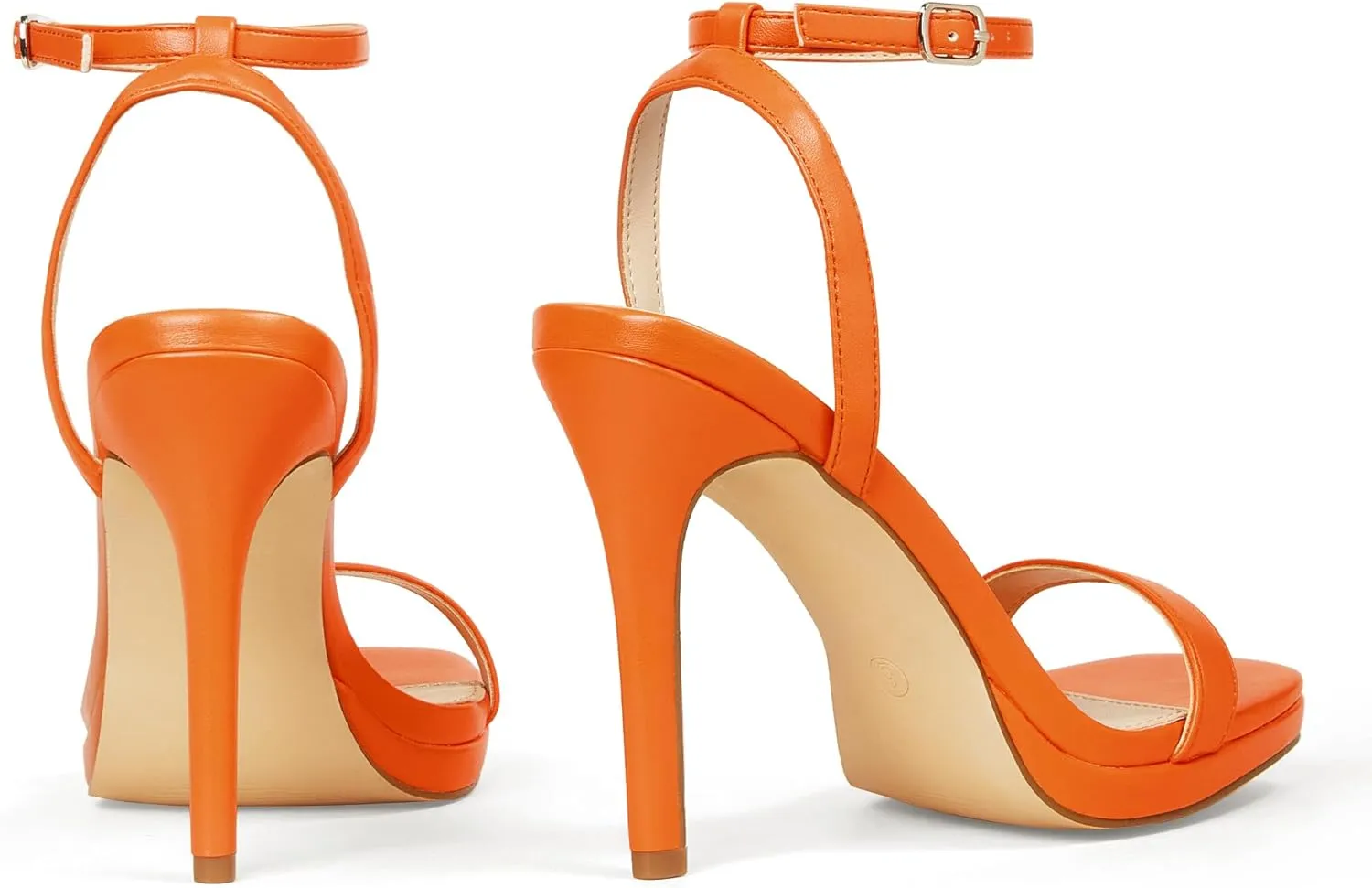 Womens Stiletto Strappy Heeled Sandals, 4.3 Inch Square Open Toe Sexy High Heels Ankle Strap Buckle Heels for Party Wedding Dress Daily Wear Shoes