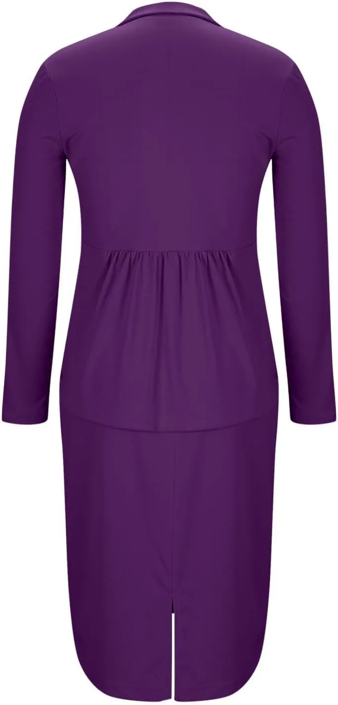 Womens Suits 2 Piece Set Business Skirt Suit Set Long Sleeve Blazer and Skirt Suit Set Casual Work Office Outfits