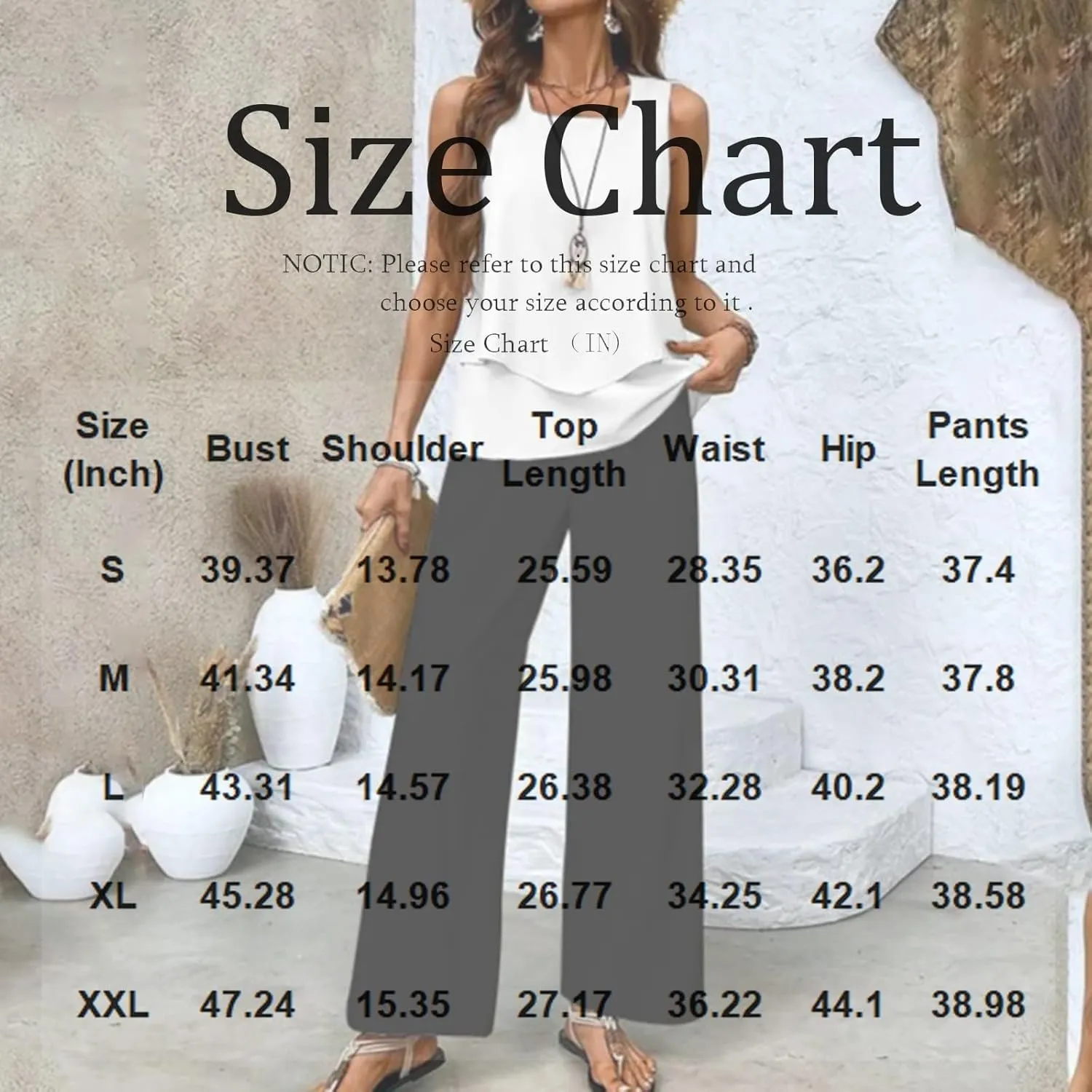 Women's Summer 2 Piece Outfits Sleeveless Square Neck Tiered Tops Wide Leg Pants Matching Set Going Out Lounge Suits