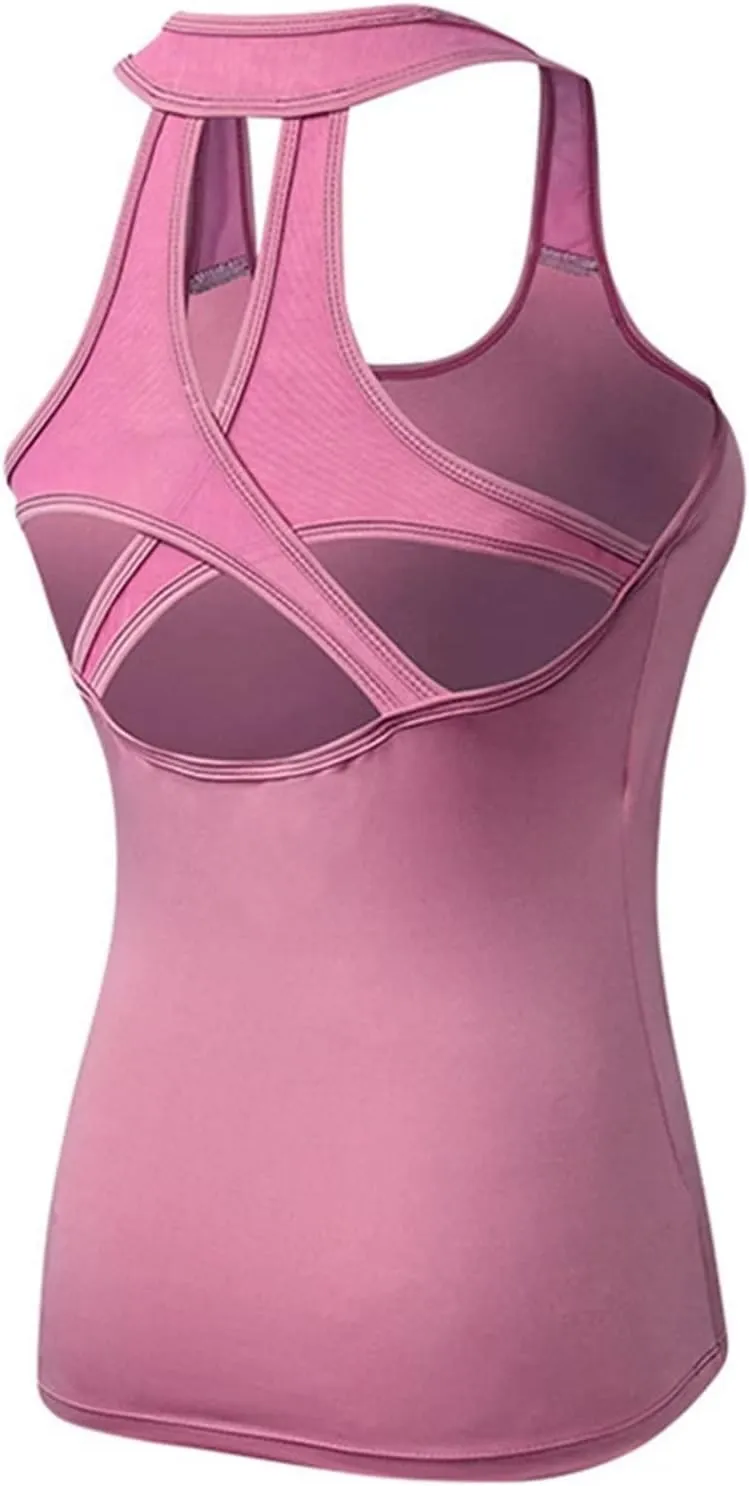 Women's Workout Tank Tops,Quick Dry Sports Yoga Tops,Running Exercise Gym Shirts,2 Pcs