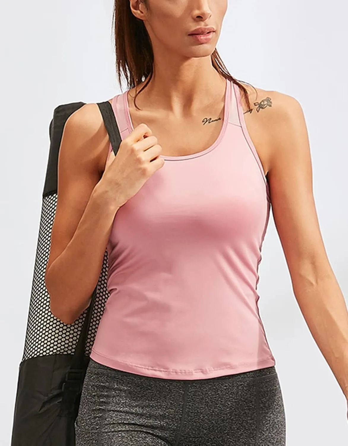 Women's Workout Tank Tops,Quick Dry Sports Yoga Tops,Running Exercise Gym Shirts,2 Pcs