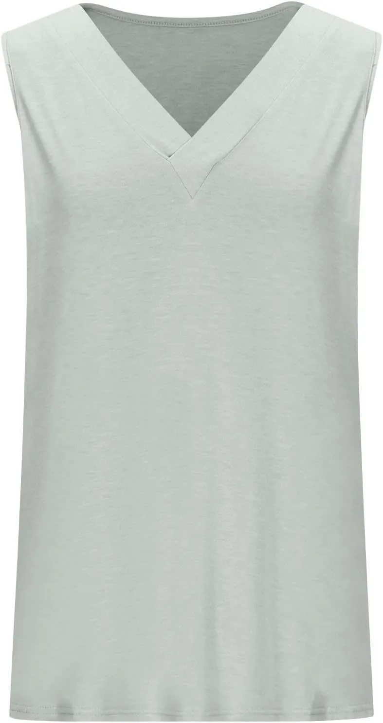 Workout Tank Tops for Women 2025 Sleeveless V Neck Summer Causal Cami T-Shirts Basic Dressy Cute Outfits