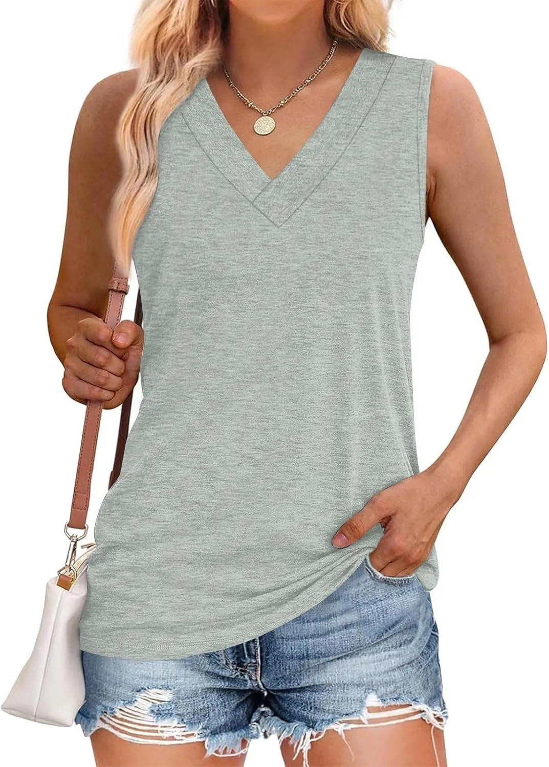 Workout Tank Tops for Women 2025 Sleeveless V Neck Summer Causal Cami T-Shirts Basic Dressy Cute Outfits