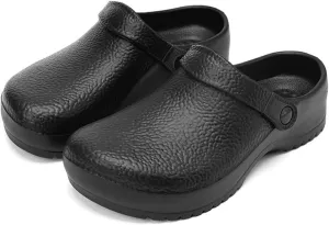 Wygwlg Men's Slip-On Oil Resistant Waterproof Adjustable Non Slip Strap Chef Shoes, Fashion Breathable Restaurant Nurse Service Work Sandals, for Garden, Hospital, Kitchen, Indoor, Outdoor