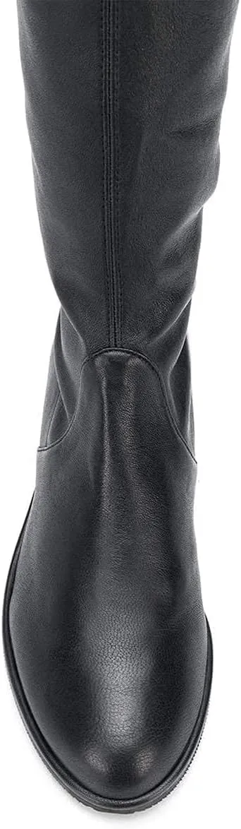 YDN Women Sexy Closed Toe Mid Calf Boots Lace Up Under The Knee High Low Heel with Zipper Dress Casual Flat Long Booties Size 4-15 US