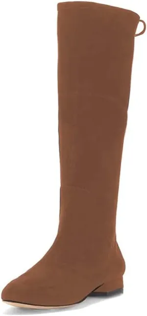 YDN Women Sexy Closed Toe Mid Calf Boots Lace Up Under The Knee High Low Heel with Zipper Dress Casual Flat Long Booties Size 4-15 US