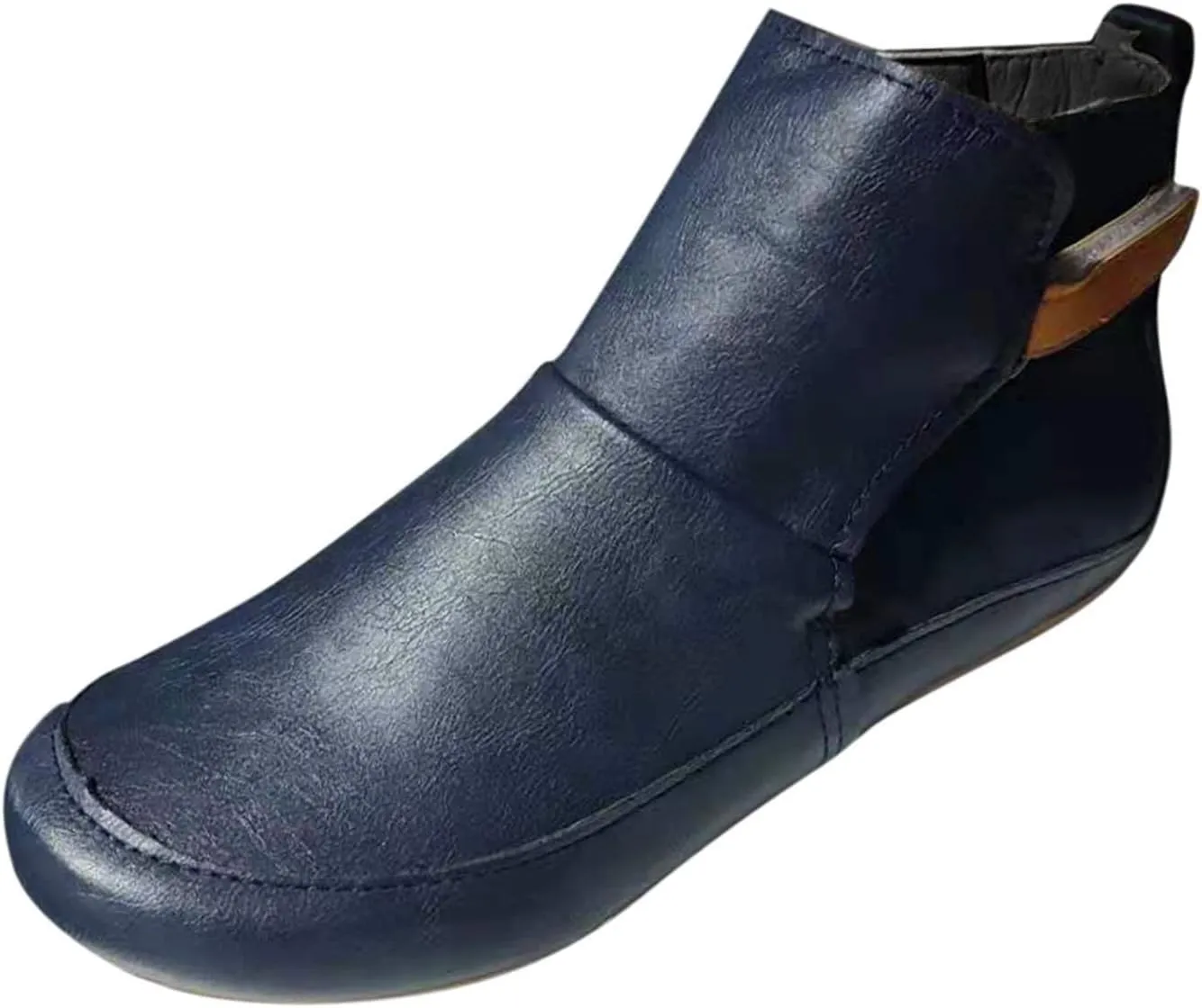 ZBYY Womens Winter Boots New Arch Support Ankle Boots Leather Vintage Round Waterproof Flat Toe Booties Casual Shoes