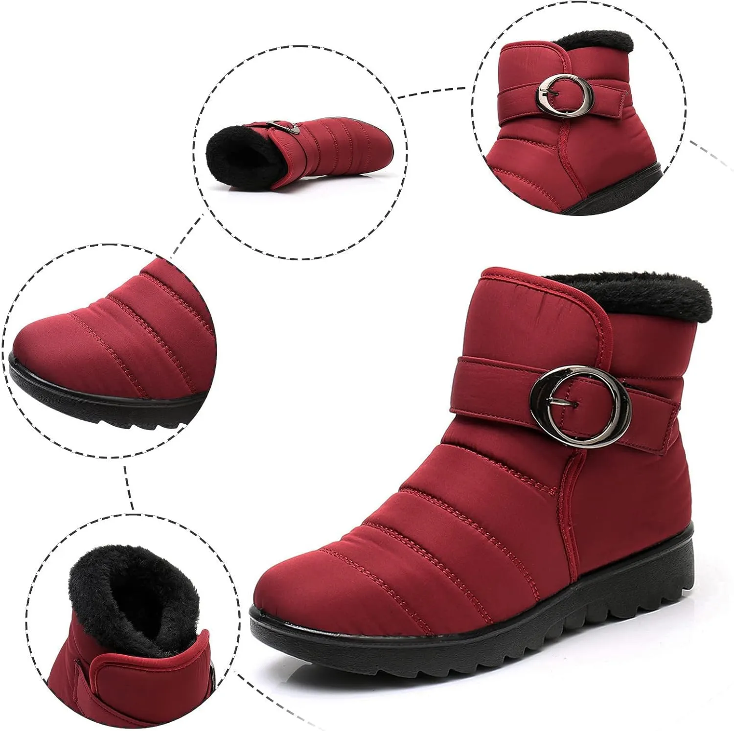 ZBYY Womens Winter Snow Boots with Warm Lining Comfortable Non Slip Waterproof Ankle Boots Outdoor Hiking Walking Platform Shoes
