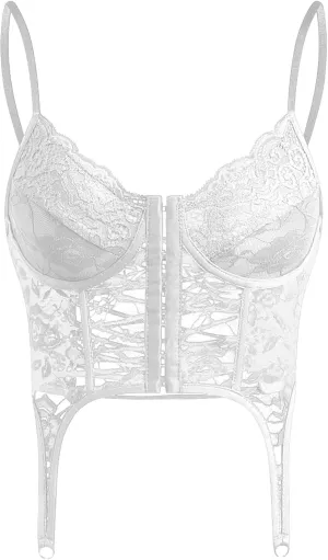 Zcargel Women Lace Camisole Sleeveless Spaghetti Strap Bustier Summer Tops Corset Tops for Women Crop Top